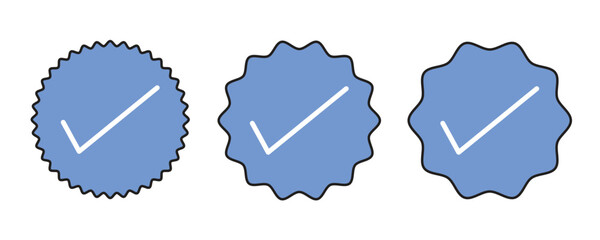 Verified badge profile set. Social media account verification icons . Isolated check mark with background.