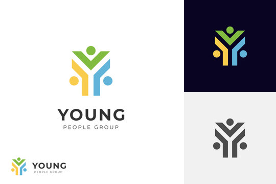 initial letter y people group logo design. abstract young people lifestyle with happy logo symbol icon design for healthy life design element
