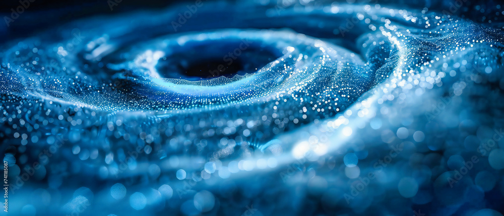 Poster dynamic flow of energy, an abstract representation of science and technology, bright blue in motion