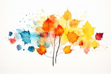 Autumn tree branches with bright colorful leaves