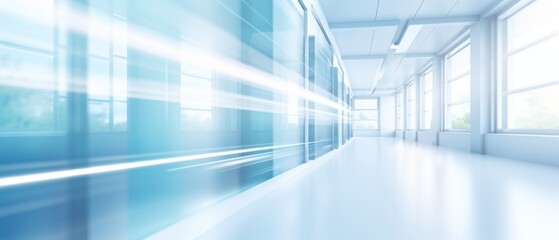 Obraz premium Abstract interior of a hospital or clinic: a luxury hospital corridor. Blur clinic interior background Healthcare and medical concepts