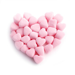 Obraz na płótnie Canvas Pink sweet heart shape marshmallow isolated on white background