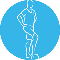 Sketch Football and Soccer Player in Circle Button