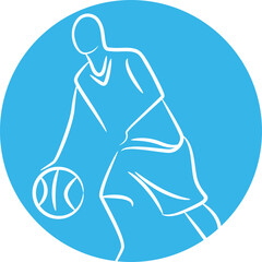Basketball Player in Circle Button