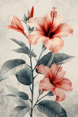 Colorful flower on a monochrome background. Vibrant petals bloom from a delicate annual plant, contrasting beautifully against a tranquil backdrop
