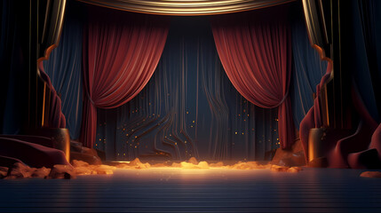 Fototapeta premium Background copy space curtains illustration