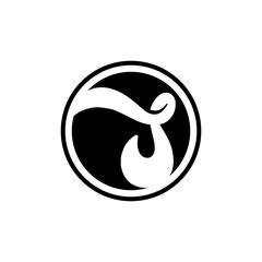 Letter s negative space on circle logo black color