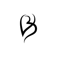 Letter VB unique logo outline black color