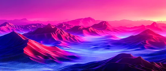 Wall murals Pink Majestic mountains at dawn, abstract landscape in vibrant colors, natures beauty in panoramic view