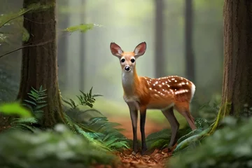 Tuinposter deer in the forest © Riaz