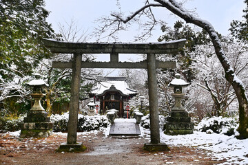京都市洛北 曼殊院天満宮の冬景色