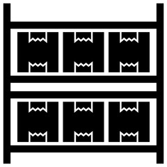 Solid icon design of inside warehouse stock 