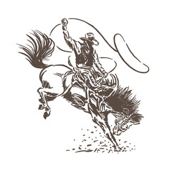 extreme riding cowboy vector sketch illustration