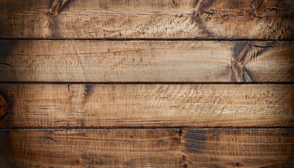 Wood background texture of smooth wooden boards scored and stained with age - obrazy, fototapety, plakaty