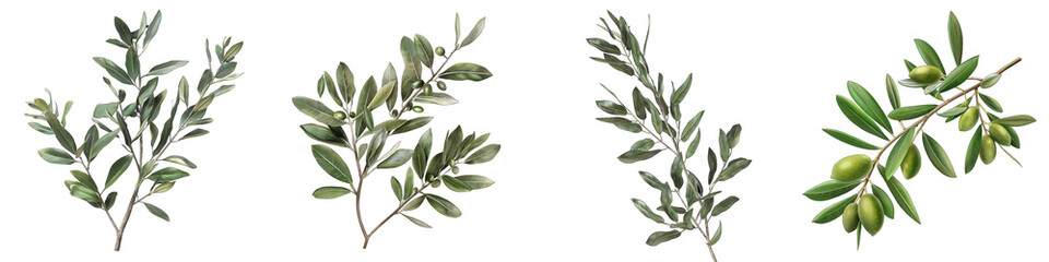 Olive branch Hyperrealistic Highly Detailed Isolated On Transparent Background Png File - obrazy, fototapety, plakaty
