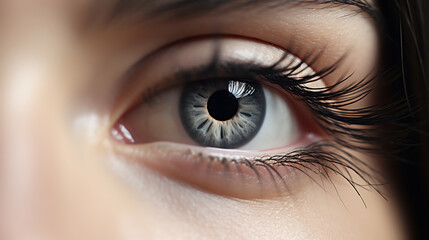 Macro Shot of a Human Eye with Detailed Iris and Lashes, Beauty and Vision Concept