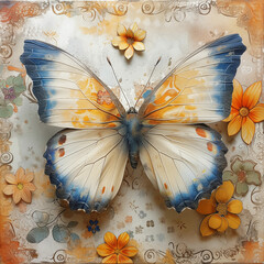 Splendida farfalla in chiari toni pastello  - obrazy, fototapety, plakaty