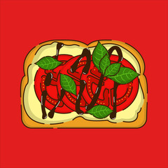illustration of tomato toast