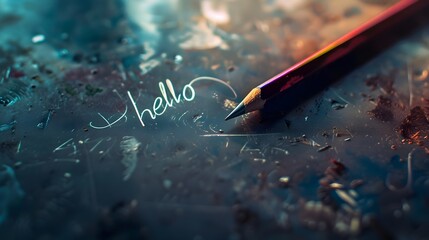 "Hello" Greeting Written On A Piece Of Paper Close Up (Generative AI)