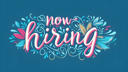"Now Hiring" Fancy Cursive Display Text Sign (Generative AI)