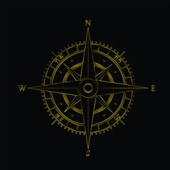 Compass golden logo outline design © longquattro