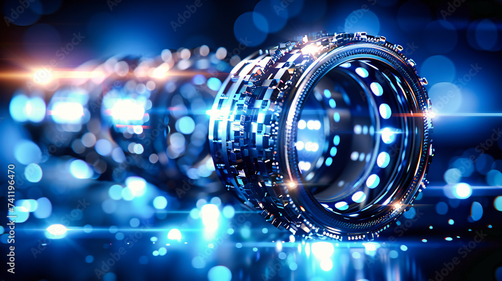 Aufkleber digital network in motion, a web of futuristic communication, abstract technology connecting the wor