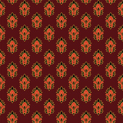 Indian traditional floral block print booti allover seamless repeat pattern digital textile design