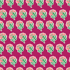 Block print seamless repeat pattern digital textile design floral