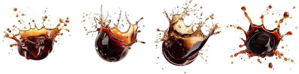 round-shaped soy sauce splashes Hyperrealistic Highly Detailed Isolated On Transparent Background Png File - obrazy, fototapety, plakaty