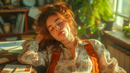 Portrait of a beautiful girl with glasses and a book in her hands