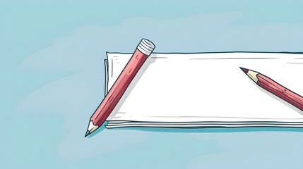 Hand-drawn pencils resting on a blank sheet of paper. sketch style, creative beginnings, idea conception. perfect for art themes. AI