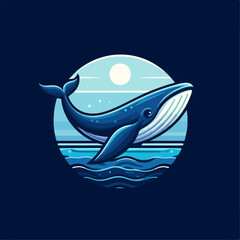 flat vector logo of a whale ,  flat logo of a whale 