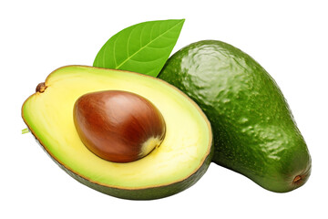 Avocado with Leaf, full and half Fresh Organic guacamole