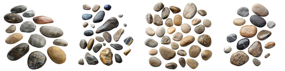 Fototapeta na wymiar scattering of river stones Hyperrealistic Highly Detailed Isolated On Transparent Background Png File
