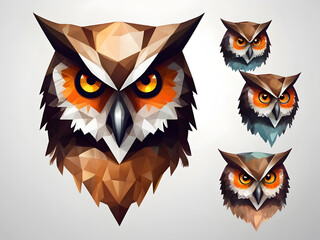"Majestic Owl_head logo: A Modern Polygonal Vector Illustration"
"Fantasy Owl_head logo Art: Vibrant Watercolor Design on White Background"
"Mythical Owl_head Logo: Trendy Polygonal Style Vector Illus