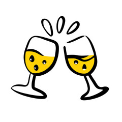 Doodle Cheers icon isolated. Cheers Glasses, Glasses
