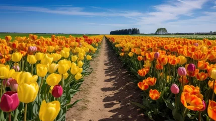 Poster springtime in tulip field © kucret