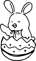 sketch easter bunny chick hand drawn