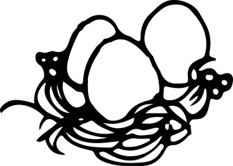 sketch easter eggs nest hand drawn