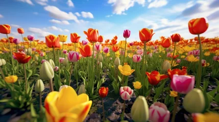 Fototapeten springtime in tulip field © kucret