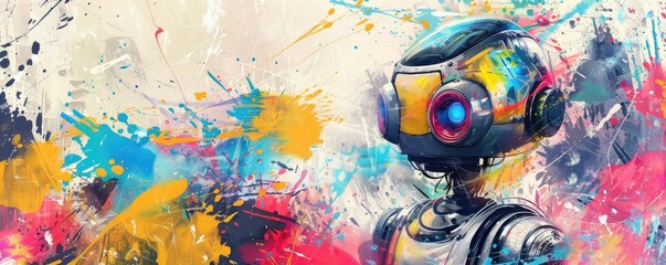 Robot creating abstract art a fusion of technology and creativity sparking a colorful revolution