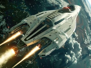 Obraz premium Satellite deploying from a spaceship technology extending human reach into the cosmos