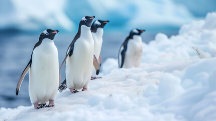 Penguins on the snow, generative ai