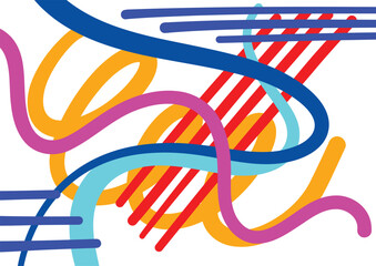 This abstract design presents a work of art full of dynamics and energy. Diverse lines and shapes are created with a lying and spontaneous brush. The bright, bold color palette creates a dramatic, emo