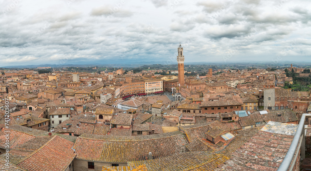 Sticker cityscape of siena, tuscany, italy