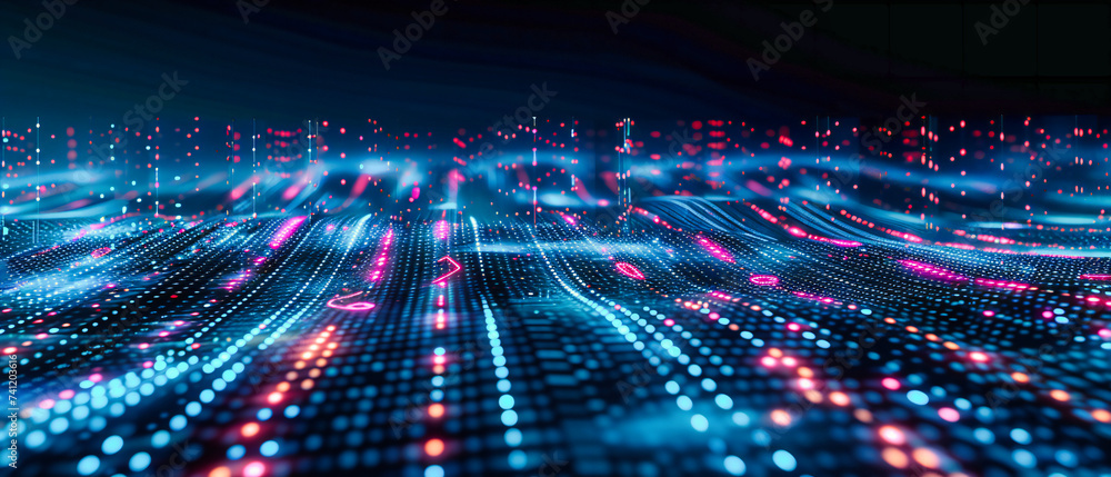 Aufkleber digital network pulsing with futuristic energy, an abstract visualization of technologys expansive w