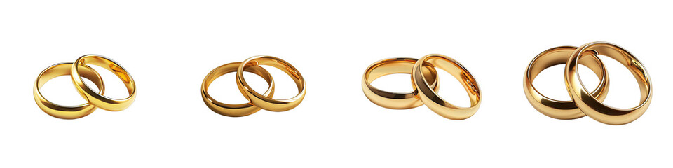 Two golden wedding rings Hyperrealistic Highly Detailed Isolated On Transparent Background Png File