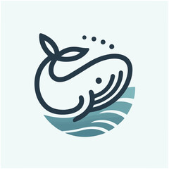 flat vector logo of a whale , flat logo of a whale - obrazy, fototapety, plakaty
