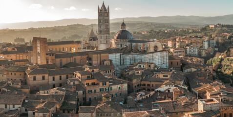 Duomo of Siena seen from Torre del Mangia,  Tuscany, Italy