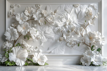  3d flowers white background , wallpaper